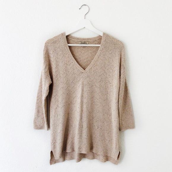 Lucky Brand Tan Confetti Chevron Pattern Sweater S - Picture 1 of 4